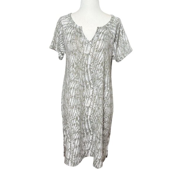 Cable & Gauge Short Sleeve T-shirt Dress Gray White Womens Size M Stretch Comfy - Picture 5 of 10
